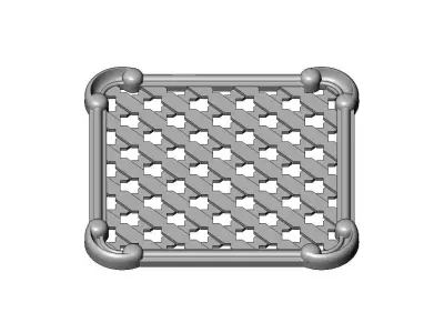 Square arabic panel lattice screen mesh carved scrolls relief 3D print model