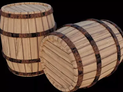 Barrel wooden Free low-poly 3D model shop