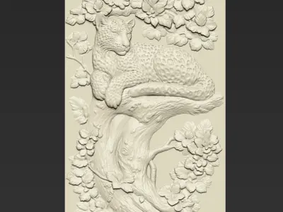 Leopard Lying on a Branch A55 3D print model