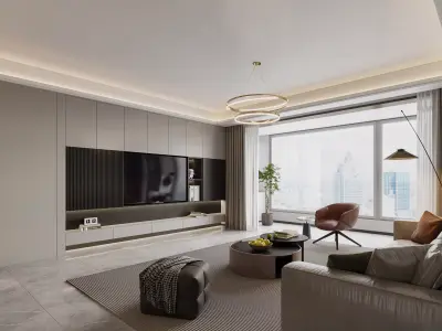 Modern living room dining room interior scenes 235 3D model