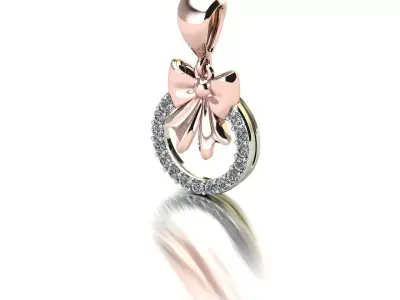 Pendant Ribbon with a circle decorated with gemstones 3D print model