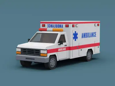 Stylized City Ambulance truck  Low-poly 3D model