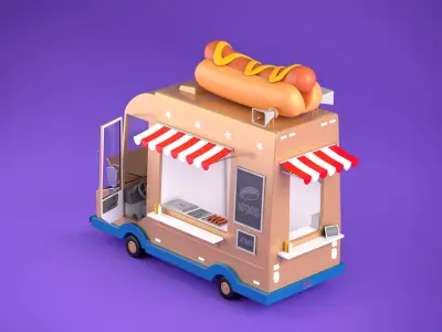 Hot Dog Truck 3D model
