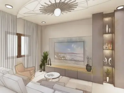living room 3D model 2