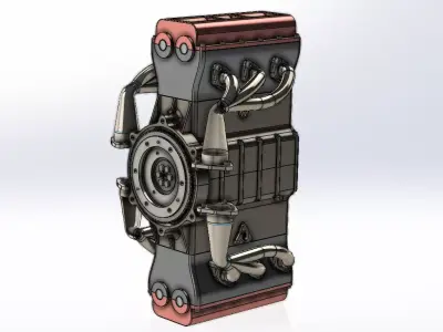 6 Cylinder Boxer Engine 3D CAD Model 3D print model