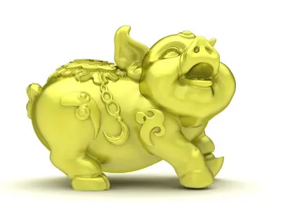 Lucky Feng Shui Pig Figurine Jewelry 3D Model 4028 3D print model