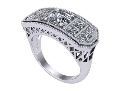 Art Deco Ring 3D print model 14