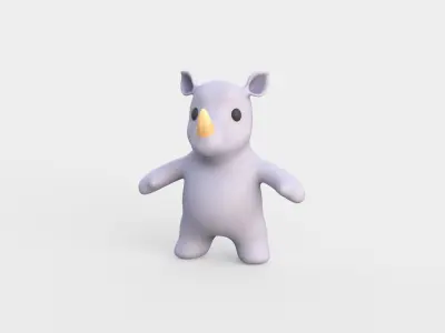 Little animal baby - Rhino cute - Animated Low-poly 3D model