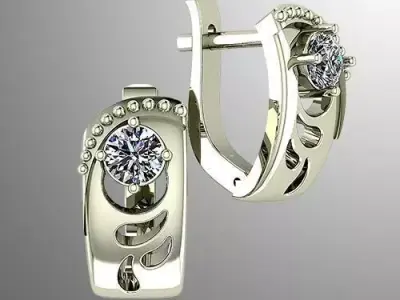 Earrings n 5 pair of with stones 3D print model