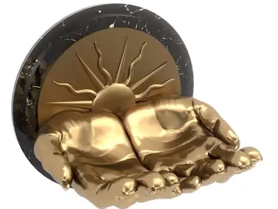 Bronze Hands Candle Holder with Sun 3D Model for CNC Print 3D print model