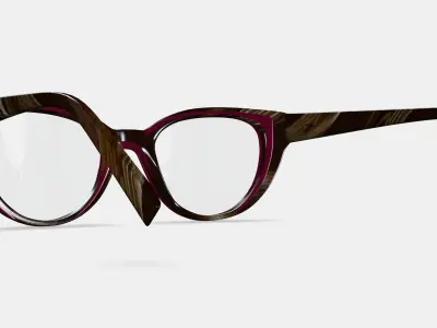 Camila Eyeglasses in Oxblood with Striped Elm 3D model