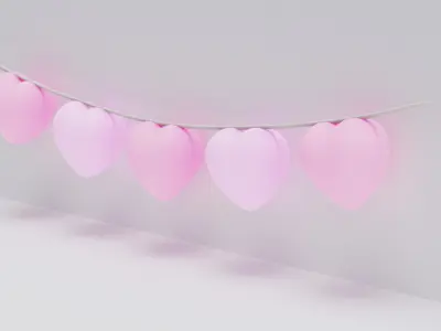 garland of hearts Low-poly 3D model