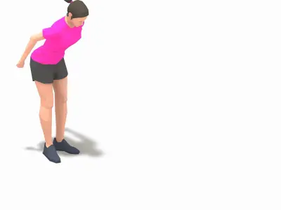 board jump with shuffle back Exercise Woman Animation Low-poly 3D model