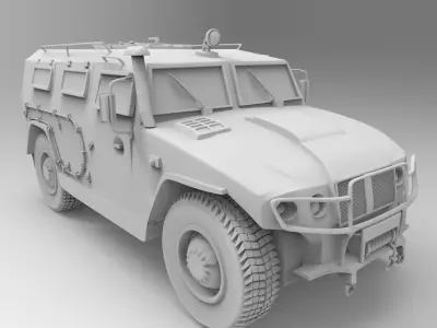 Russian Military Vehicles GAZ Tiger Low-poly 3D model