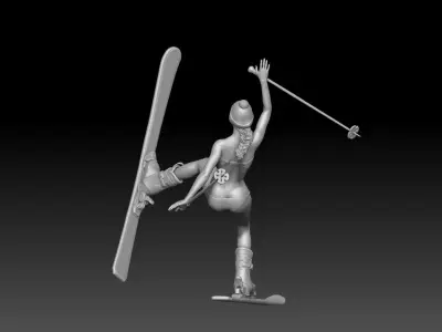 winter ski girl bikini 3 3D print model
