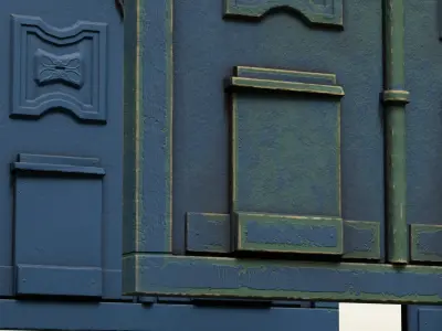 Painted Wooden Entrance Front Double Door Free low-poly 3D model