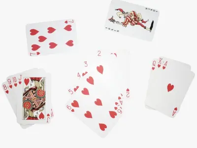 Cards set of playing Low-poly 3D model