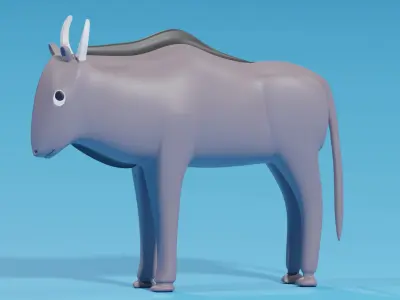 Cartoon Cute Wildebeest 3D model