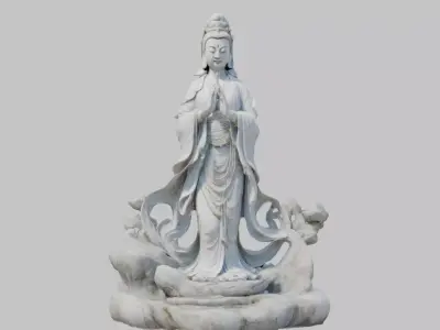 Guanyin Statue Chinese Goddess of Mercy 3D Model Low-poly 3D model