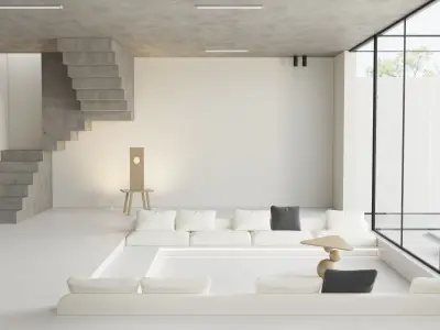 Mid Century interior scene 3D model