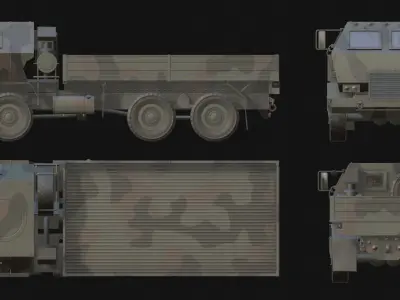 Military 6x6 Medium Supply Truck Low-poly 3D model