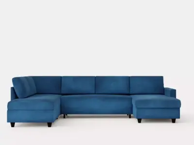 Garland U Bed Sofa Left Velvet Petrol Low-poly 3D model
