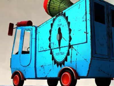 low poly ice cream car Low-poly 3D model