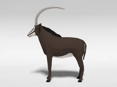 Low Poly Cartoon Sable Antelope Low-poly 3D model