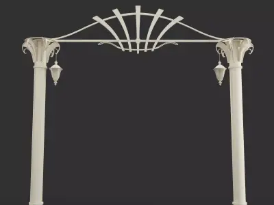 Arch Entry Columns and Lights Set 3D model
