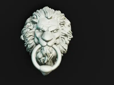 Lion door knocker 3D model gold 3D print model