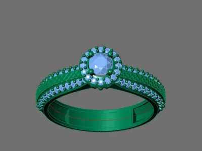 Womens Rings With Stone Ring Ready STL 3DM Models Rings women 3D print model