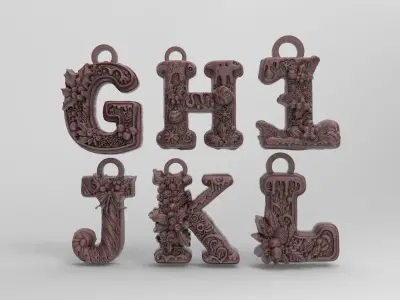 Alphabet christmas decor G to L 3D print model