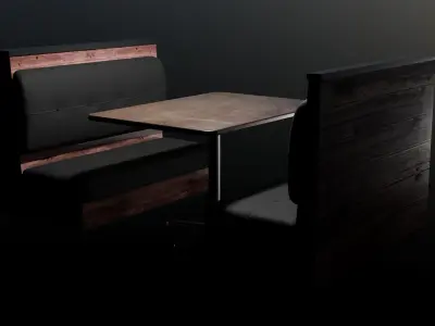 Rustic Restaurant Booth - with LODs for Game Engines Low-poly 3D model