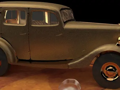 Chinese gold ingot with classic car 3D model