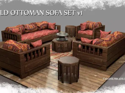 Old Ottoman Sofa Set v1 3D model