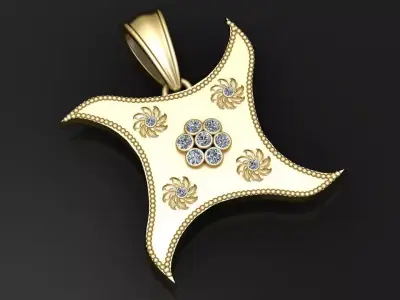 gold star pendant 3D printable model  3D print model