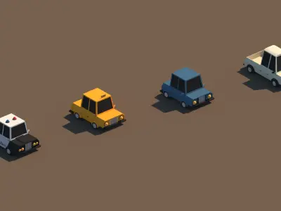 Cartoon Low Poly Cars Package Low-poly 3D model