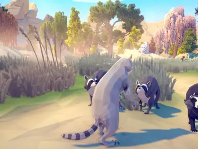 Poly Art Raccoons and Red Panda Low-poly 3D model