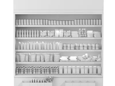 Showcase in a supermarket with food and drinks 32 3D model