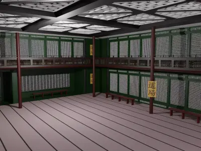 Japanese Dojo Low-poly 3D model