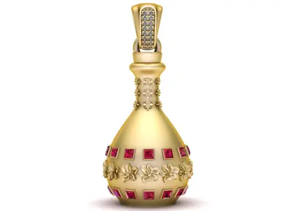Floral Ruby Bottle Pendant   3D Printable Jewelry 3D print model