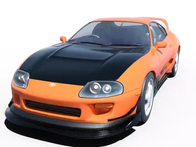 Toyota Supra MK IV A80 Orange Carbon 3D print model