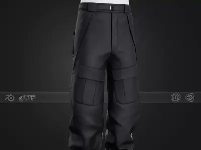 Black Snowboard Pants Style 3 Low-poly 3D model