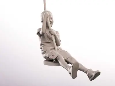 Joey 14480 - Mediterranean Boy Riding A Cable Car On Playground Low-poly 3D model