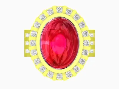 Luxury Oval Halo Gemstone Ring 3D Model  4170 3D print model