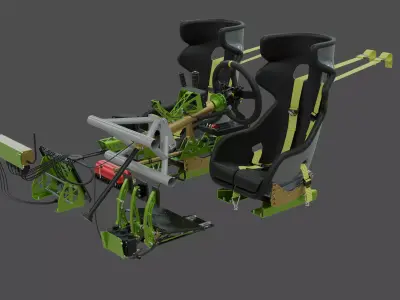 Highpoly Rally car interior parts 3D model