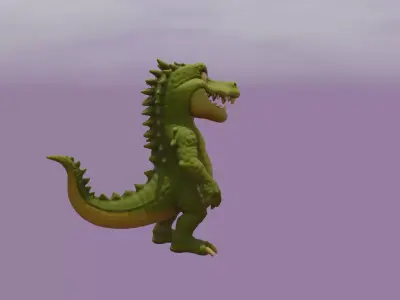 Cartoon Crocodile high poly 3d model high poly  Low-poly 3D model
