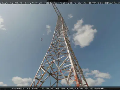 Transmission Tower 32 Meter Rusty Version Low-poly 3D model
