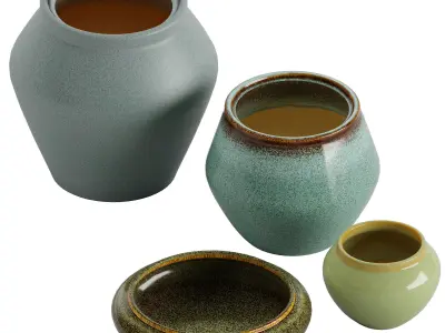 Glazed Ceramic Planters 3D model