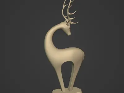 Abstract Deer Figurine - Ready for 3D Printing Low-poly 3D model